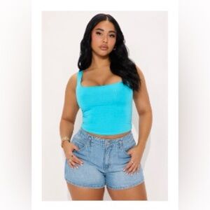 NWOT Heart Hips Turquoise Double Lined Tank Top